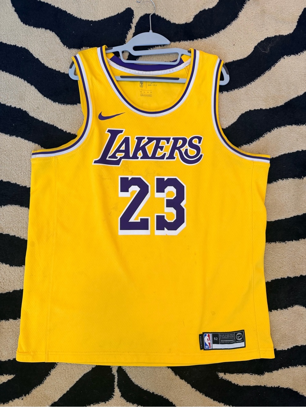 Nike Lakers #23 Yellow and Purple Basketball Jersey